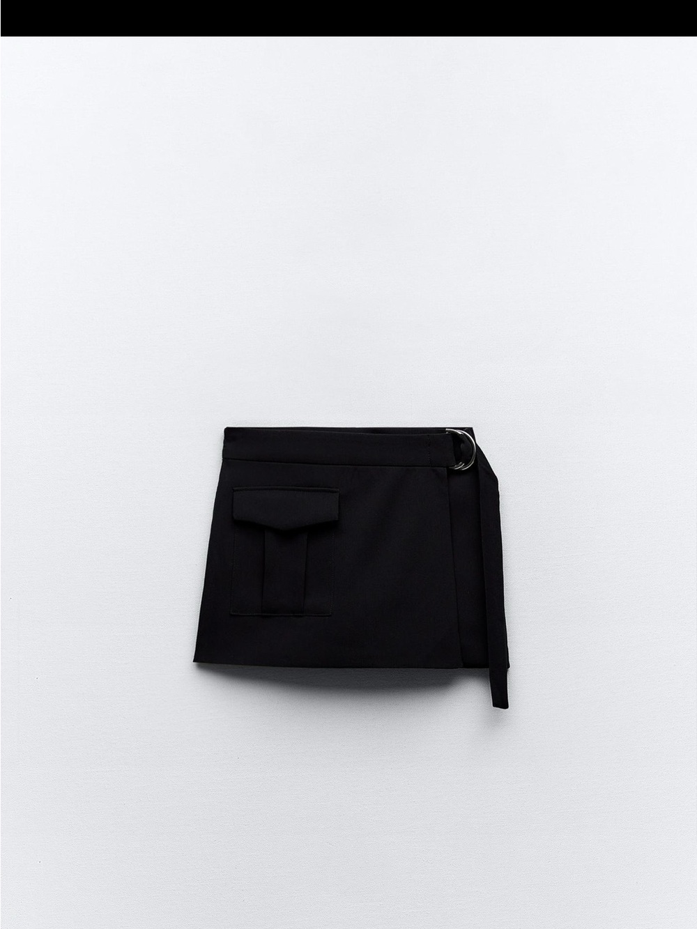 Zara Black Mini Wrap Skirt with Silver Ring Detail